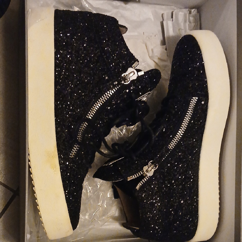 Giuseppe Zanotti Black Glitter High-Top Sneakers